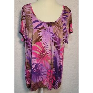 BEVERLY DRIVE Womens Top Plus Size 3X NEW NWT Cap Sleeve Round Neck 1641